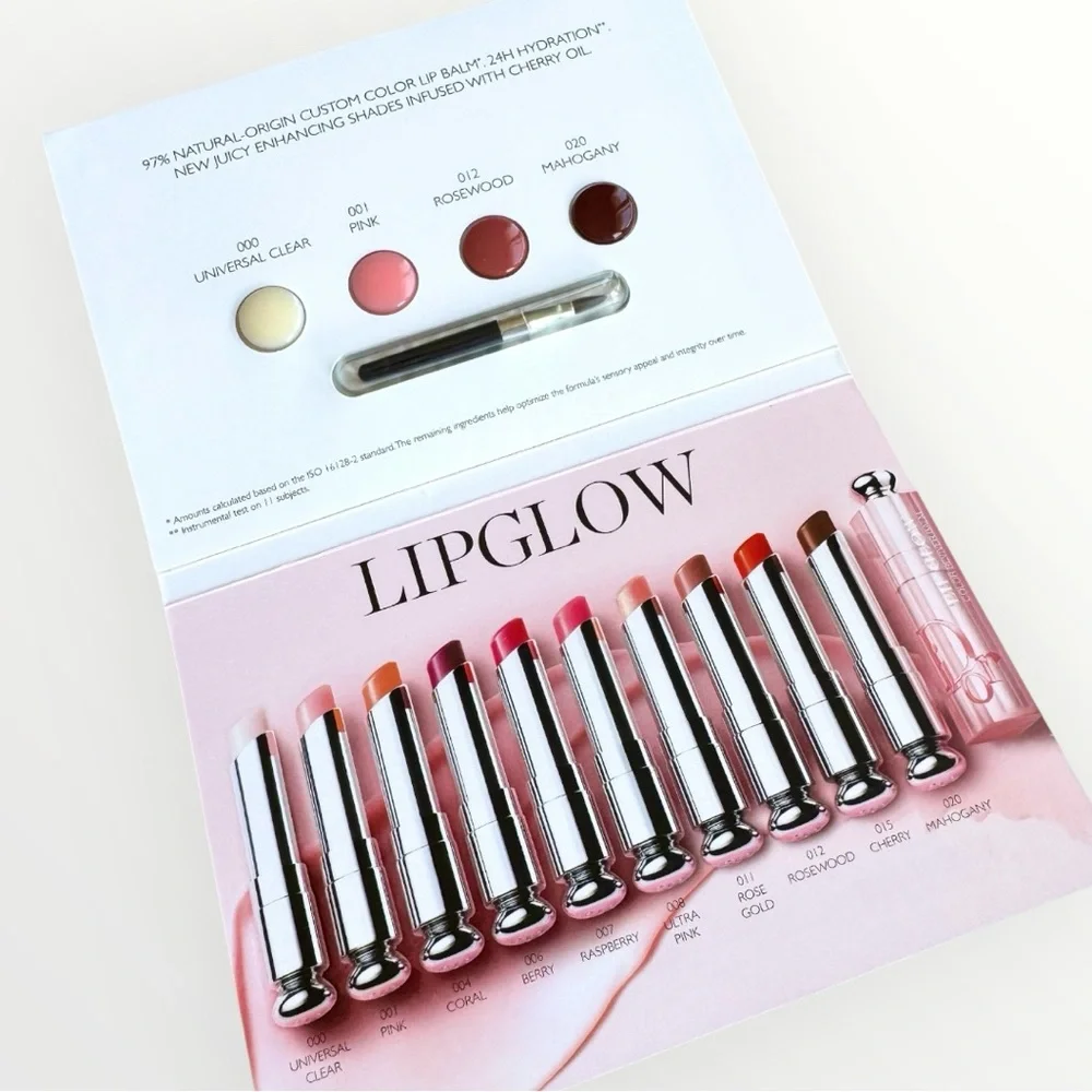 Dior LIPGLOW Lip Balm Luxe Sample & Brush Universal Clear/Rosewood/Mahogany/Pink